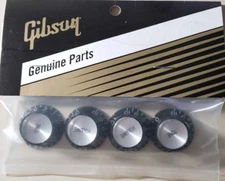 GIBSON® Black Silver Reflector Knob Set / Les Paul / Genuine "REAL"