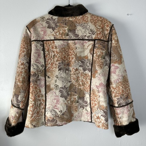 J. Jill Jacket Women’s Size Small Paisley Coat Velvet Fur Faux Suede Floral Soft - Picture 15 of 21