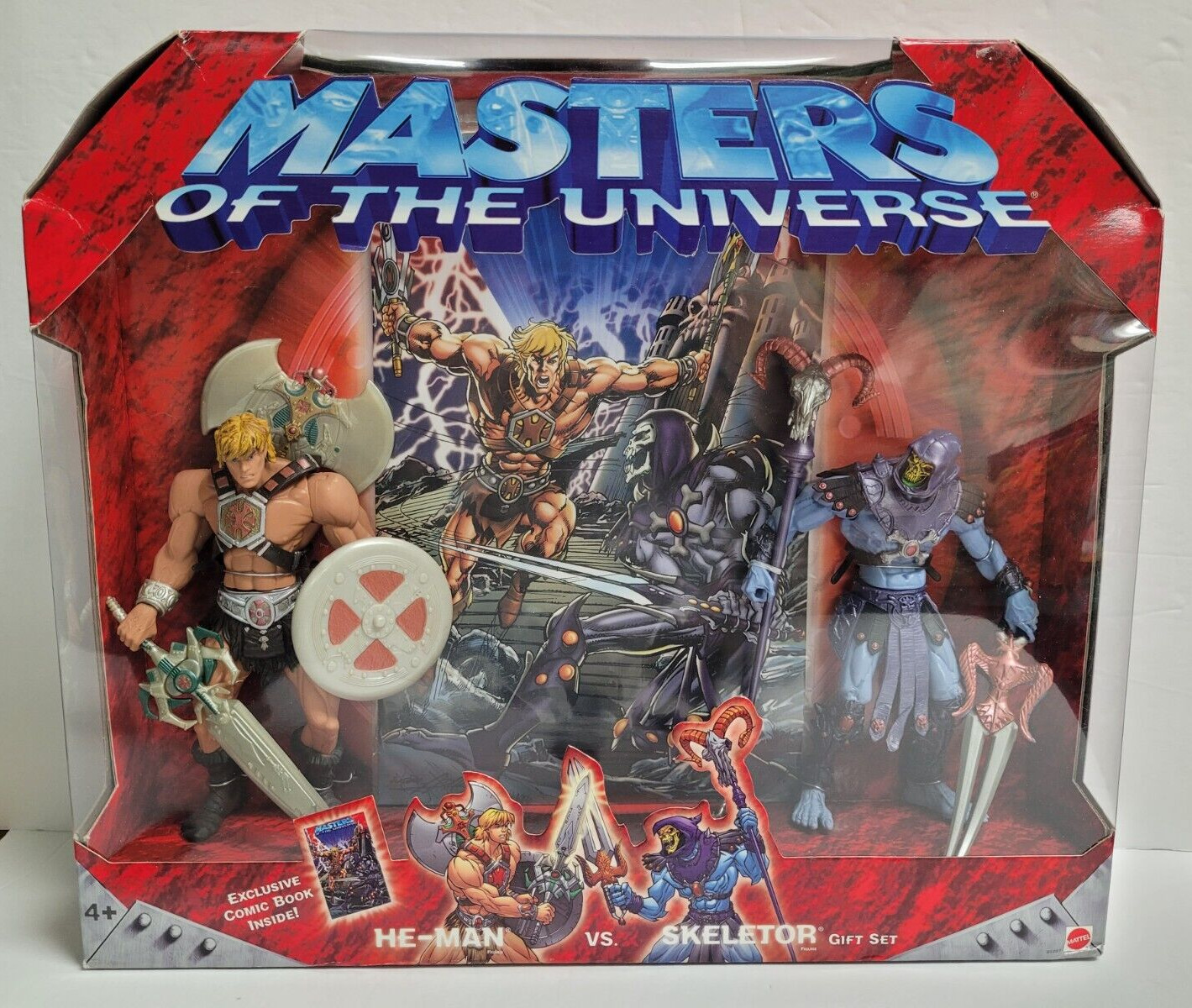 Masters of the Universe MOTU 200X He-Man vs. Skeletor Gift Set w/ Comic 2002 NIB
