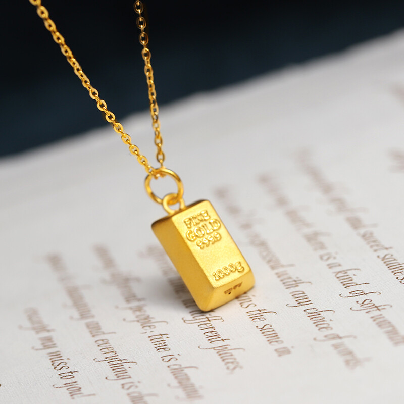 HOT Real 24k Yellow Gold Pendant Women 3D Hard Gold Bullion