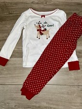 Gymboree Christmas Holiday Girls Reindeer Oh Deer Pajama Set Size 4 Polka Dots
