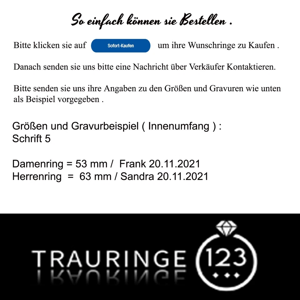 2 Trauringe , Verlobungsringe mit Stein , Gratis Gravur , Silber 925 J1-1 V - Bild 3 von 4