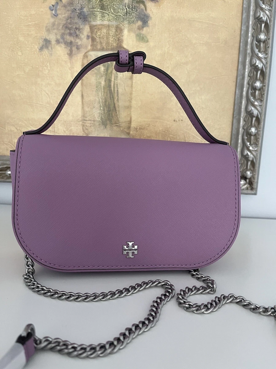 NWT! TORY BURCH EMERSON Top Handle Leather Crossbody Bag Logo Chain Strap