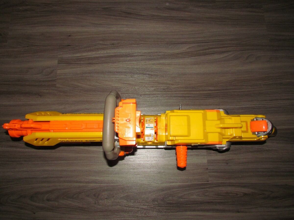 Nerf Vulcan EBF-25 Yellow And Orange Automatic Toy Dart Gun