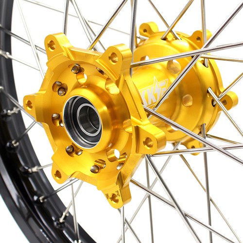 KKE 21/19 Dirt Bike Wheels Rims for Suzuki RM125 RM250 2001-2008 CNC Gold Hubs - Picture 6 of 12