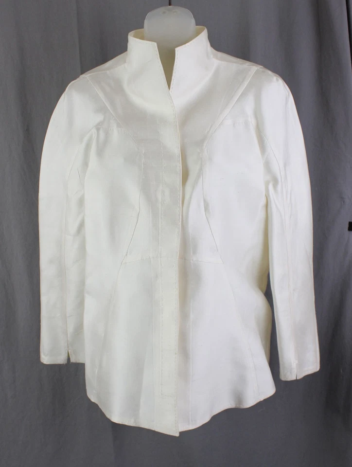 Traje pantalón traje para mujer Chado Ralph Rucci marfil 100 % seda talla 12 Foto 3 de 4