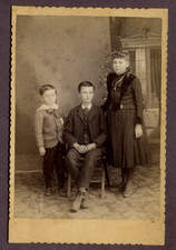 Antique Photo Cabinet Card LITTLE KIDS BOYS GIRL FASHION BACKDROP