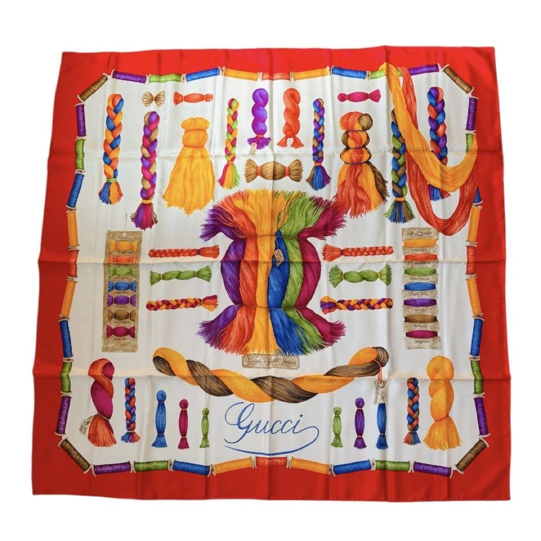 Foulard GUCCI 85x85 cm unisexe vintage soie scarf occasion accessoire mode