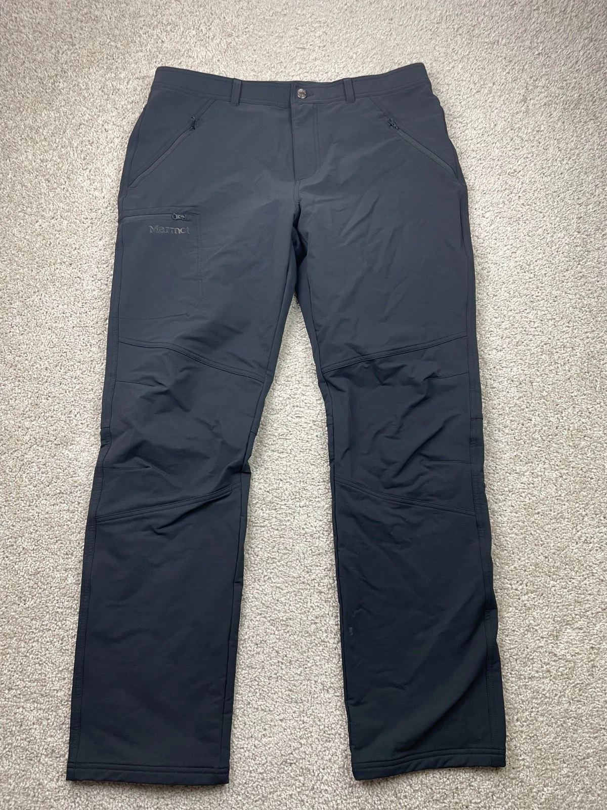 Marmot Pants Mens 38x32 Black Softshell Zip Pocket Hiking Outdoor Winter Trail