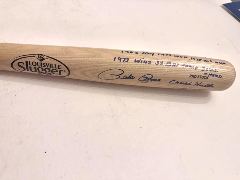 PETE ROSE RARE Signed/Autographed w/8 Inscriptions Louisville Slugger JSA COA - Image 4 of 4