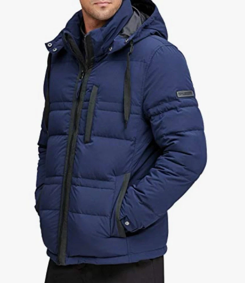 ndrew Marc Huxley Down Puffer Jacket Removable Hood Ink Blue L - Image 2 of 4