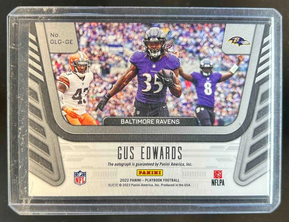 2022 Panini Playbook Gus Edwards Goal Line Graphs Platinum Auto #24/49 Ravens - Image 2 of 2