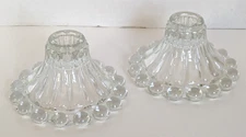 PAIR of Vintage MCM Anchor Hocking Candlestick Holders: Boopie Glass