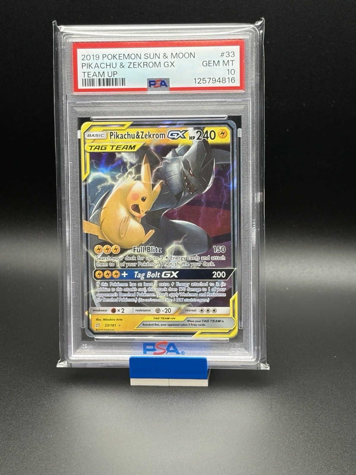 Pikachu & Zekrom GX #33 Pokemon Team Up - PSA 10