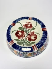 Henriot Quimper France Vintage 7 inch Ceramic Ash Tray Floral ~ Large