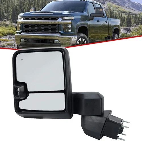 Driver Left Side Black Tow Mirror For 2019 - 2024 Chevy Silverado GMC Sierra