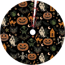 Halloween Tree Skirt 36Inch Pumpkins Ghosts Halloween Christmas Tree Decorations