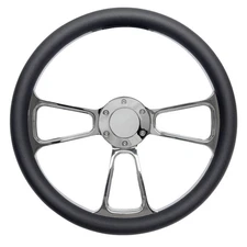 14inch Universal Black Microfiber Leather Steering Wheel with Aluminum 3 Spoke