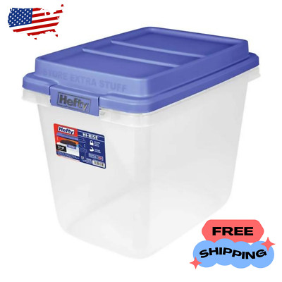 Hefty 32 Qt. Clear Storage Bin with Blue HI-RISE Lid
