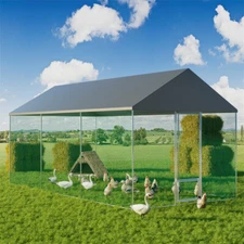 XXL Large Metal Chicken Coop Walk-In Chicken Run Hen Poultry Cage 19.7x9.8x8.9ft