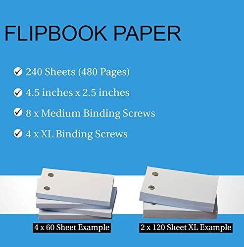 Blank Flip Book Paper with Holes - 240 Sheets (480 Pages) Flipbook Animation Paper : Works with Flip Book Kit Light Pads : for Drawing, Sketching