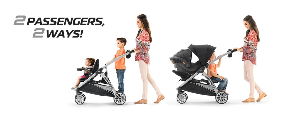 Chicco Bravo For 2 Standing/Sitting Double Stroller, Iron New - Image 3 of 4