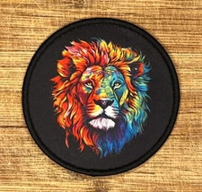 Savanna Lion Iron-On Patch Wild Animal Design for Jackets Backpacks 3 Inches