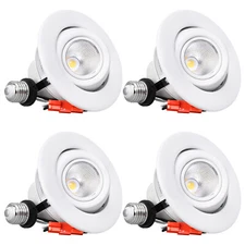 4-Pack 4" LED Gimbal Recessed Light Dimmable, ETL, 2700K Soft White