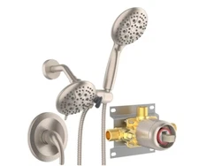 Shower System with Handheld Shower and Rain Shower Combo Set - Brushed Nickel