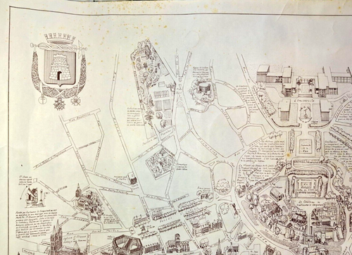 1984 Map Historic Caen Centre Normandy France Bird's Eye View City Plan - Picture 3 of 8