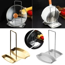 Stainless Steel Spoon Rest Pot Lid Holder Rack Kitchen Utensils Stand Storage