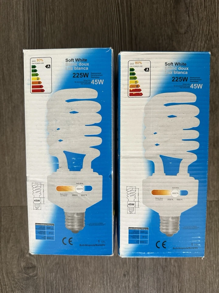 Lot Of 2 Soft White Compact Flourescent (CFL) Bulb 45W Daylight Balanced, Photo - Image 4 of 4