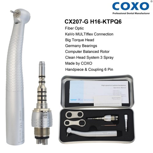 Pieza de mano de fibra óptica dental COXO CX207-G turbina para acoplamiento KAVO Sirona NSK - Imagen 9 de 281