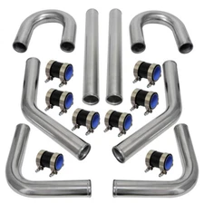 2" 51mm Universal 8 PCS Alloy Aluminum Turbo Boost Intercooler Pipe Kit  Black