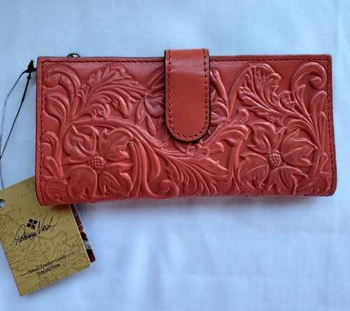 NWT PATRICIA NASH Nazari Coral Tooled FLORAL LEATHER RFID Bifold WALLET