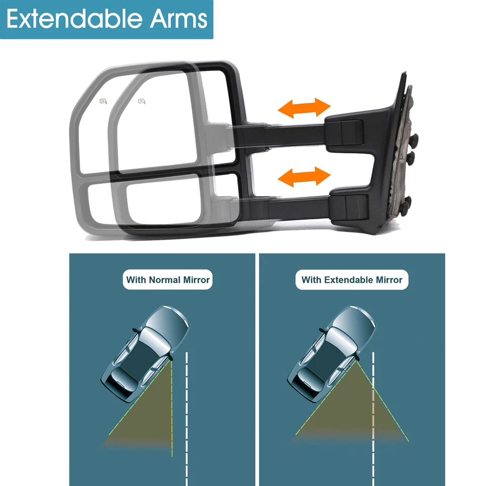 Espejos retrovisores de remolque intermitente eléctrico para Ford F250 F350 F450 F550 2002-2008 SD LH RH Foto 4 de 4