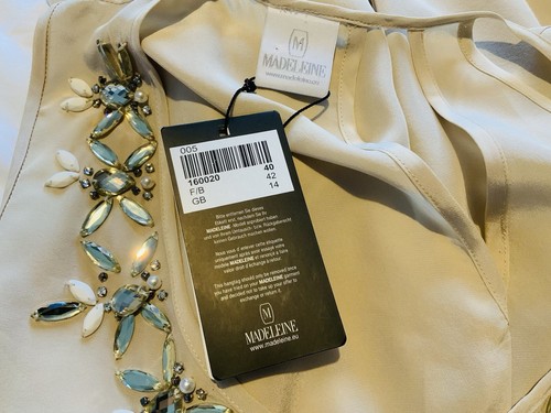 Madeleine Nude Pure Silk Embellished Sleeveless Evening Cocktail Top BNWT SZ 14 - Picture 7 of 8