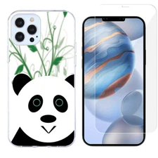 For iPhone 12 Pro Max Slim Case, w/ Tempered Glass - Panda