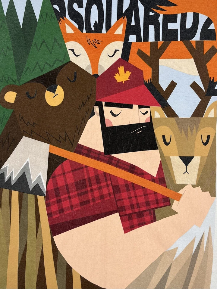 Diseñador Dsquared2 Leñador Logo Grande Camiseta Manga Corta Blanco Talla Peq... - Imagen 3 de 4