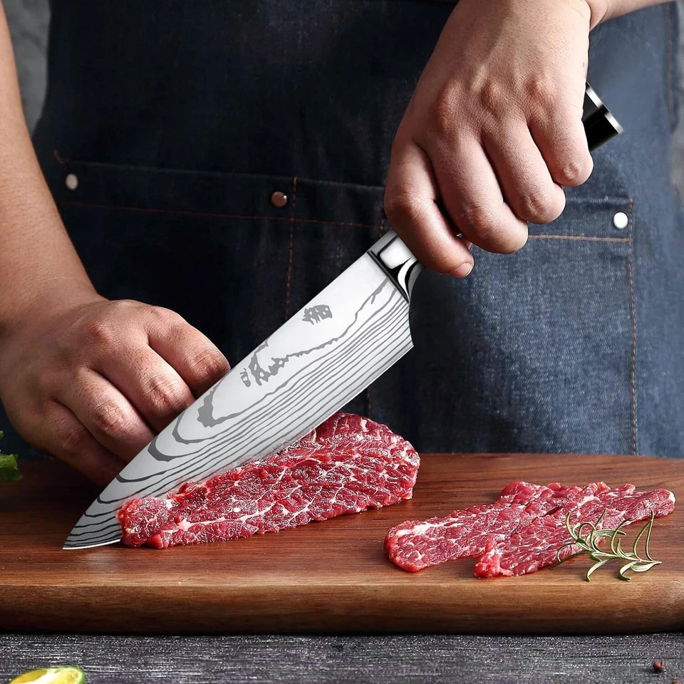 Messerset 5-teilig Edelstahl Küchenmesser Ergonomisch Profi Kochmesser C48 - Bild 3 von 4