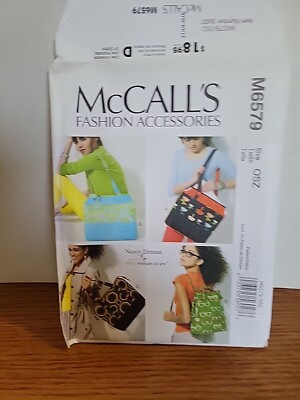 McCalls 6579 Tote Bag Backpack Pattern Nancy Zieman 30 minute  UNCUT