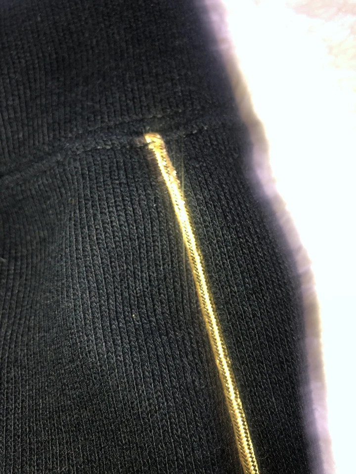 Pantalones de salón de punto lauren ralph lauren negro tejido de algodón, cordón dorado a rayas/ajuste Foto 4 de 4