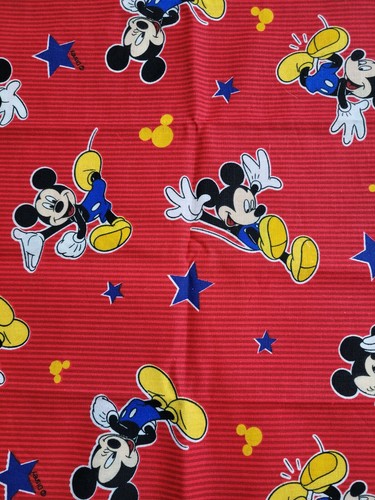 Vtg Disney Mickey Mouse Cotton Fabric 1/4 yd x46 Spring Industries - Picture 2 of 4