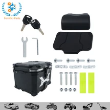 Motorcycle Hard Trunk Aluminum Rear Luggage Top Case Tail Box Backrest 45L NEW
