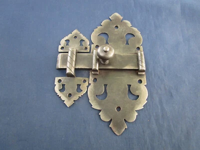 Targette ouvragée fer porte 19 x 8 cm Fabrication artisanale comme à l'ancienne - Photo 1/4