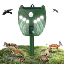 Solar Ultrasonic Animal Repellent Outdoor, Cat Deterrent for Yard with 6 LED ...