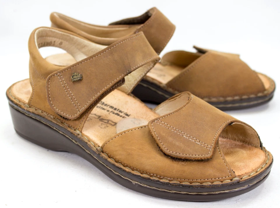 Sandalias Finn Comfort para mujer talla EU 36 US 6 marrón gamuza con tiras cómodas punta abierta Foto 2 de 4