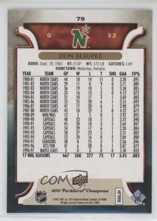 2011-12 Upper Deck Parkhurst Champions Don Beaupre #79 - Image 2 of 2