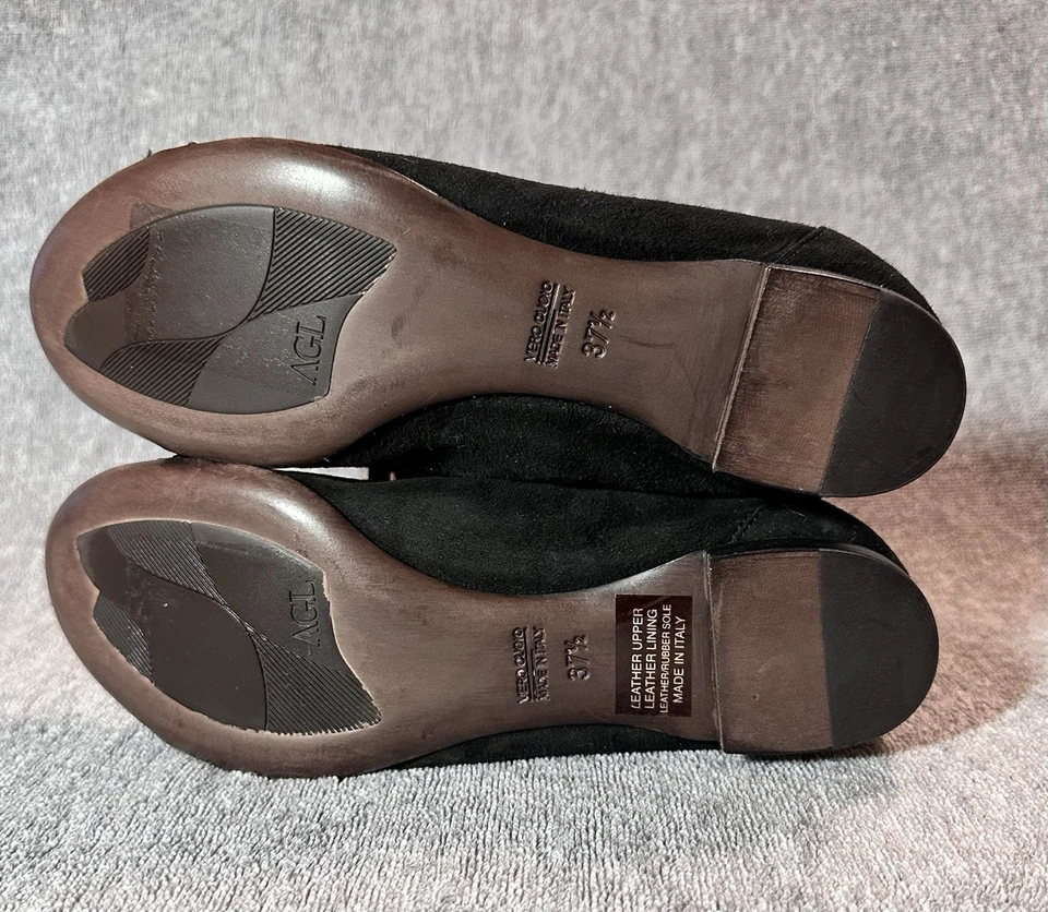 NWOB AGL Monika Black Glitter Cap Toe/ Suede Leather Ballet Flats Size 37.5 - Image 4 of 4