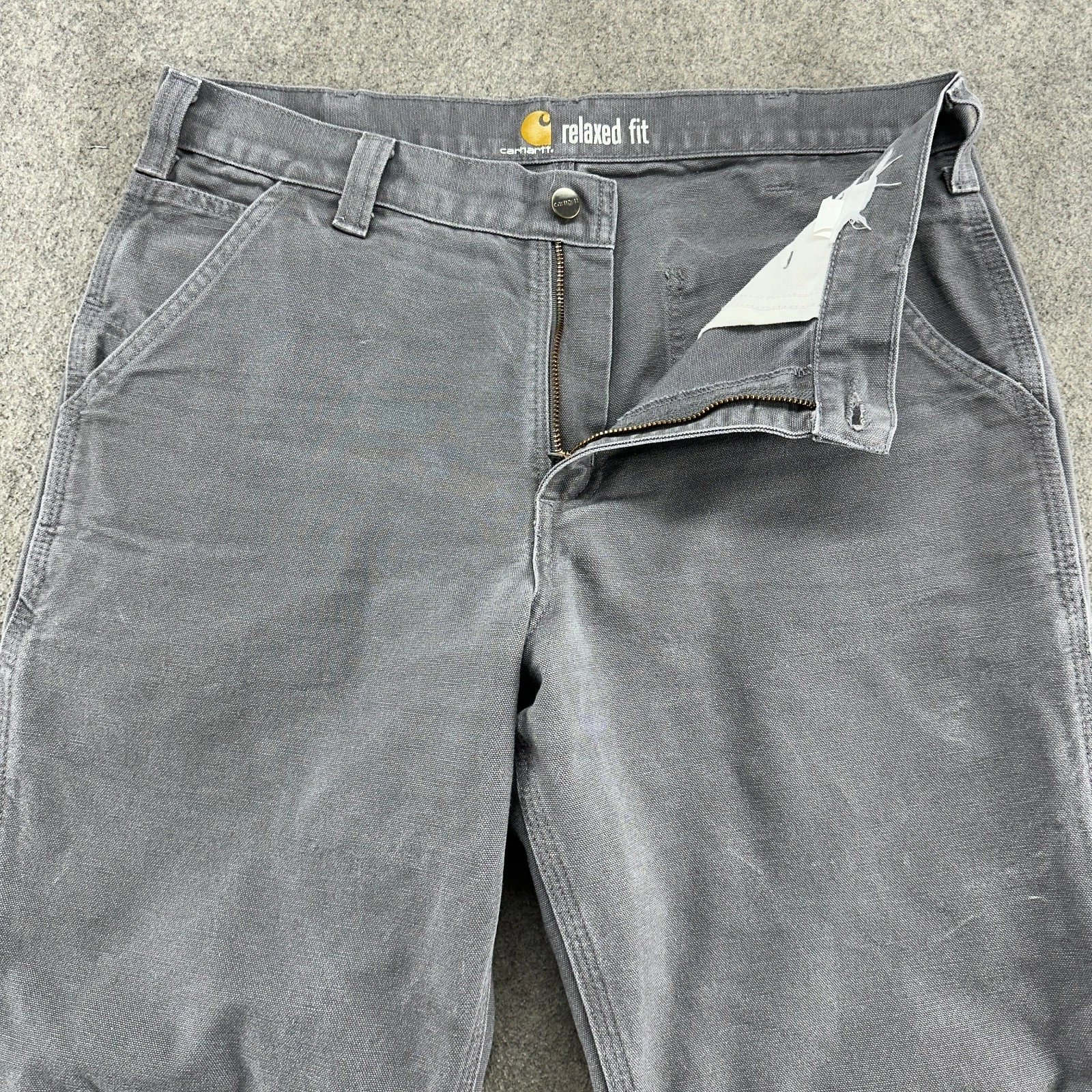 Carhartt Pants Mens 33x32 Gray Relaxed Fit Straight Leg Carpenter Workwear